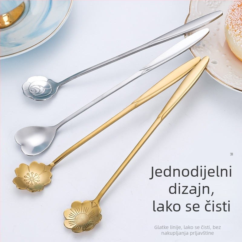 Žlice od nehrđajućeg čelika, u obliku cvijeta, s motivom trešnjinog cvijeta, s logom, poklon-suvenir