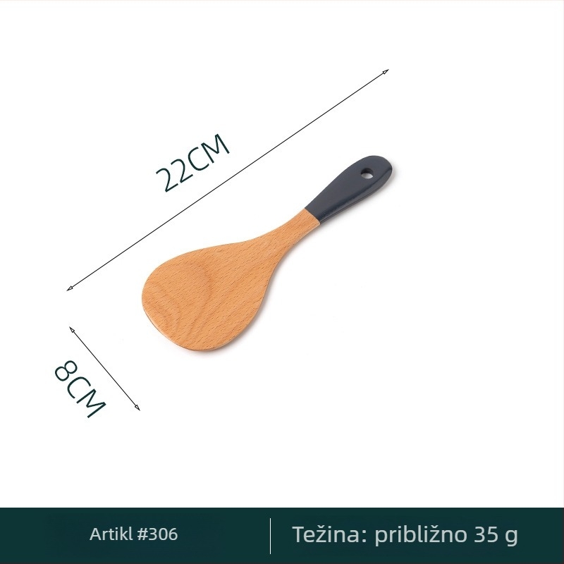 Set žlice i špatule s drškom od bukovine, lakirana špatula s produljenom drškom, drvena žlica s dugim drškom, gravirano, višenamjenski