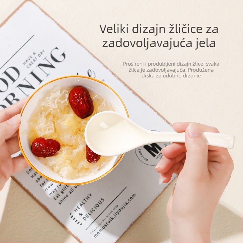 Keramička žlica u japanskom stilu za kućnu upotrebu, dugim držačem, cvjetni uzorak