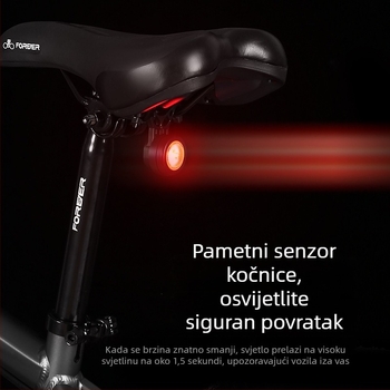 Zadnja svjetiljka za bicikl s inteligentnim senzorom kočnice za MTB i cestovne bicikle, svjetlo s dugim vijekom trajanja (Brand: Jiu Yue/yuuisd; Prilagodba: Da; Uvoz: Ne)