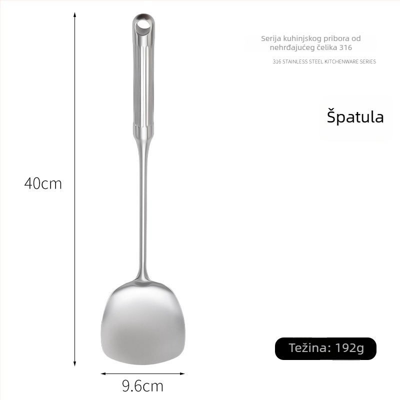 Set žlica i spatula od 316L nehrđajućeg čelika s ručkama u obliku rimskog stupa, debeli dizajn, kuhinjski alati otporni na visoke temperature