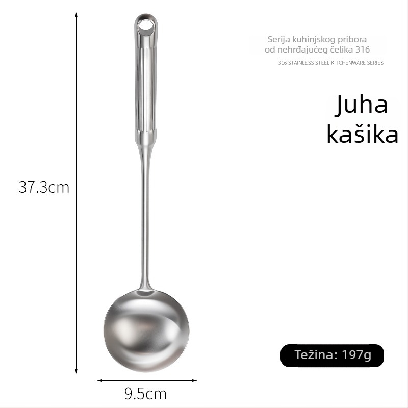 Set žlica i spatula od 316L nehrđajućeg čelika s ručkama u obliku rimskog stupa, debeli dizajn, kuhinjski alati otporni na visoke temperature