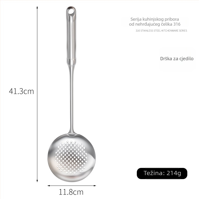 Set žlica i spatula od 316L nehrđajućeg čelika s ručkama u obliku rimskog stupa, debeli dizajn, kuhinjski alati otporni na visoke temperature