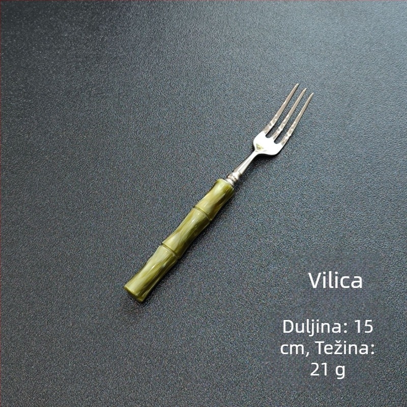 Set noževa, vilica i žlica – ručna izrada od 304 nehrđajućeg čelika, dizajn s bambusovim spojnicama, završna površina ogledalo, Novi kineski stil