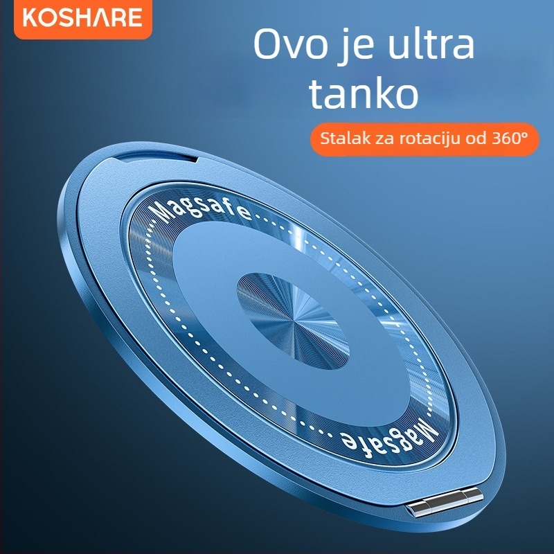 Sklopiva držač za telefon s magnetskim prstenom i stražnjom naljepnicom, kompatibilan s Apple, Huawei i Xiaomi, metal i plast