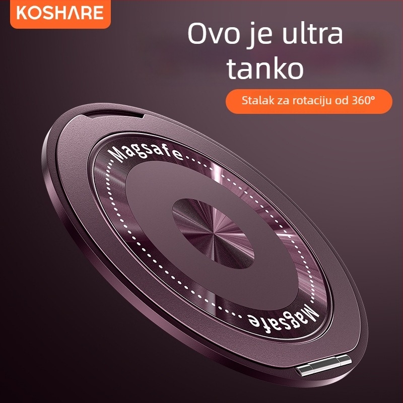 Sklopiva držač za telefon s magnetskim prstenom i stražnjom naljepnicom, kompatibilan s Apple, Huawei i Xiaomi, metal i plast