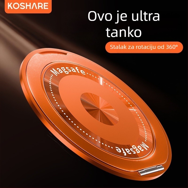 Sklopiva držač za telefon s magnetskim prstenom i stražnjom naljepnicom, kompatibilan s Apple, Huawei i Xiaomi, metal i plast