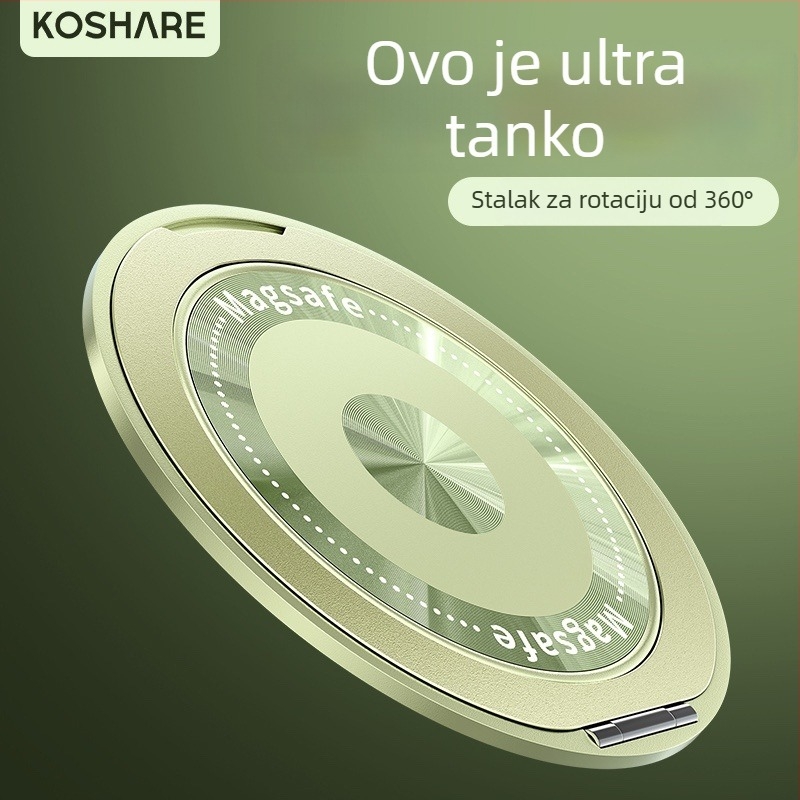 Sklopiva držač za telefon s magnetskim prstenom i stražnjom naljepnicom, kompatibilan s Apple, Huawei i Xiaomi, metal i plast