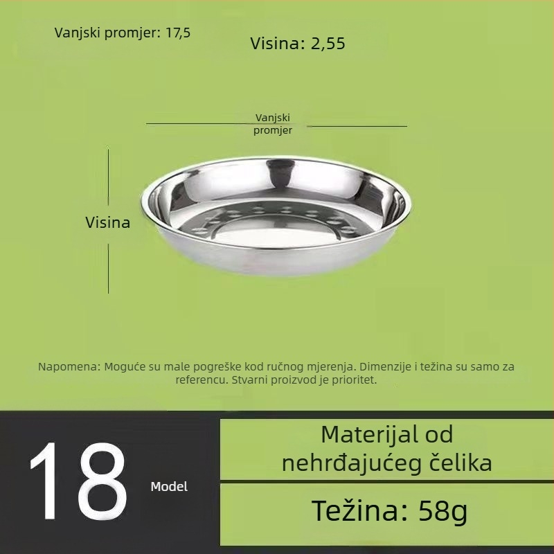 Nehrđajući čelični kružni tanjur, višenamjenski plosnati tanjur za kuhinju i roštilj, moderni jednostavni stil