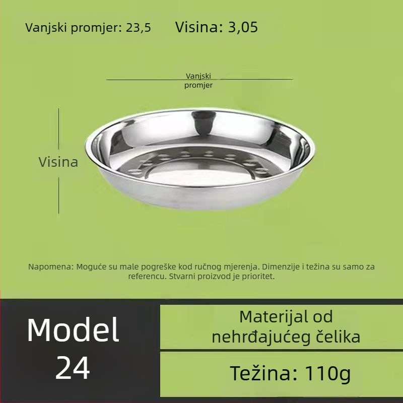 Nehrđajući čelični kružni tanjur, višenamjenski plosnati tanjur za kuhinju i roštilj, moderni jednostavni stil