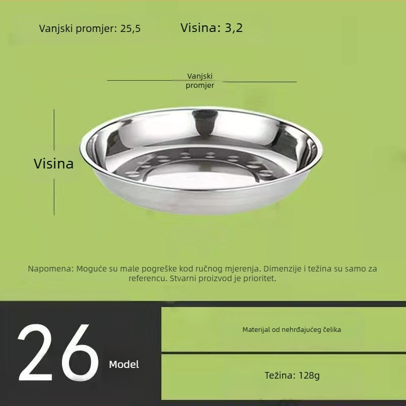 Nehrđajući čelični kružni tanjur, višenamjenski plosnati tanjur za kuhinju i roštilj, moderni jednostavni stil