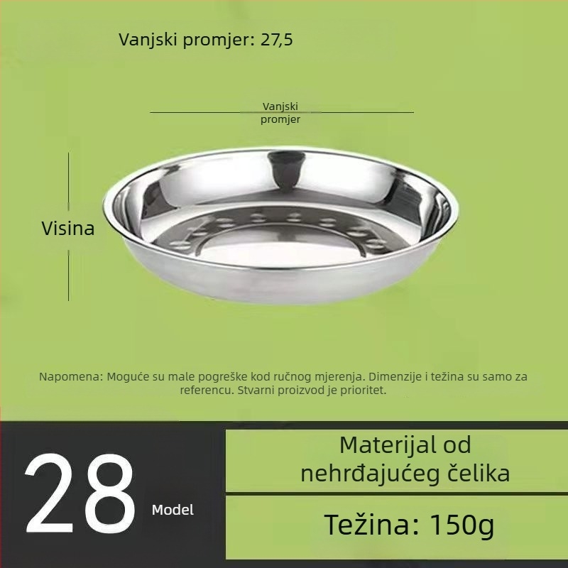 Nehrđajući čelični kružni tanjur, višenamjenski plosnati tanjur za kuhinju i roštilj, moderni jednostavni stil