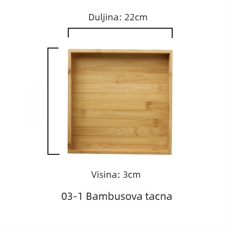 Japanski stil kvadratna drvena tacna za posluživanje, retro dizajn, jednobojni završni sloj, vodootporan premaz, s logom, moguć prilagodba