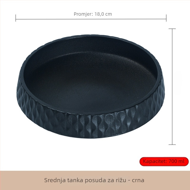 Keramički set posuđa: duboki tanjuri, zdjela za rižu, tanjur za tjesteninu; japanski stil, kružni oblik, ispod glazure boja, mogućnost prilagodbe