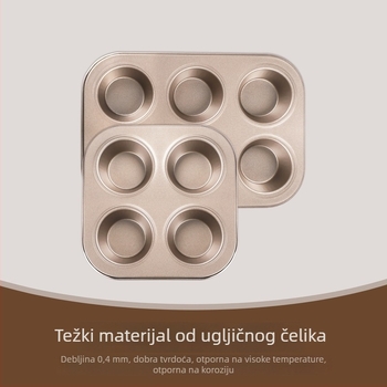 Kalup za kolače – pravokutni, karbonska čelična forma, opcije 4/6/12 šalica