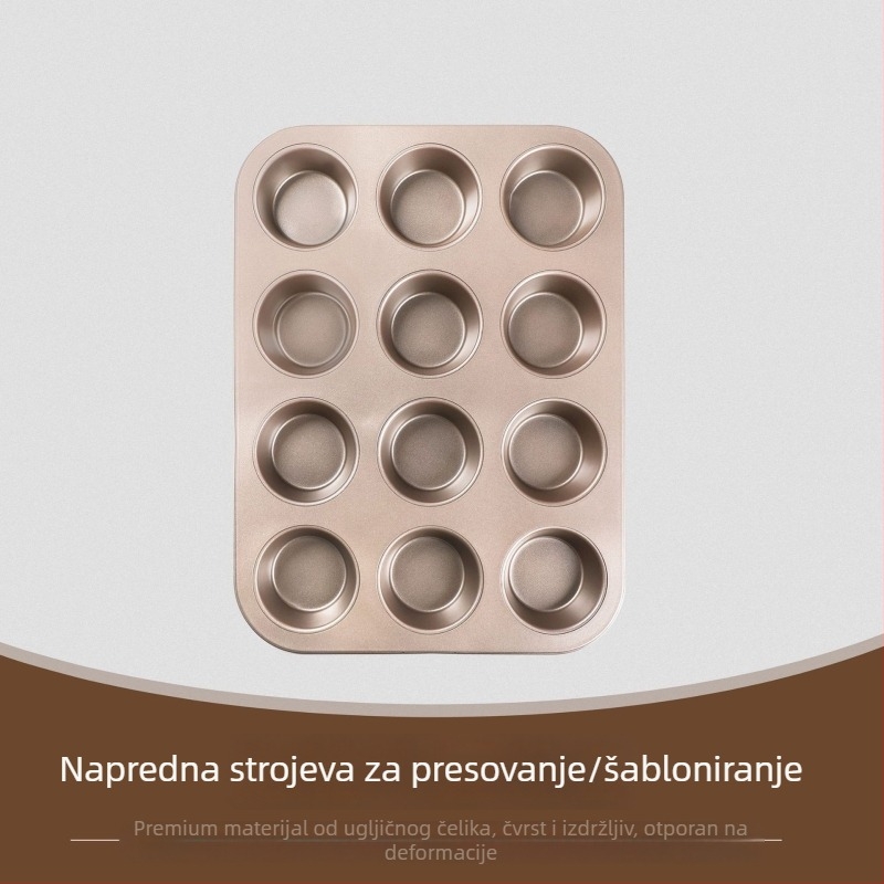 Kalup za kolače – pravokutni, karbonska čelična forma, opcije 4/6/12 šalica