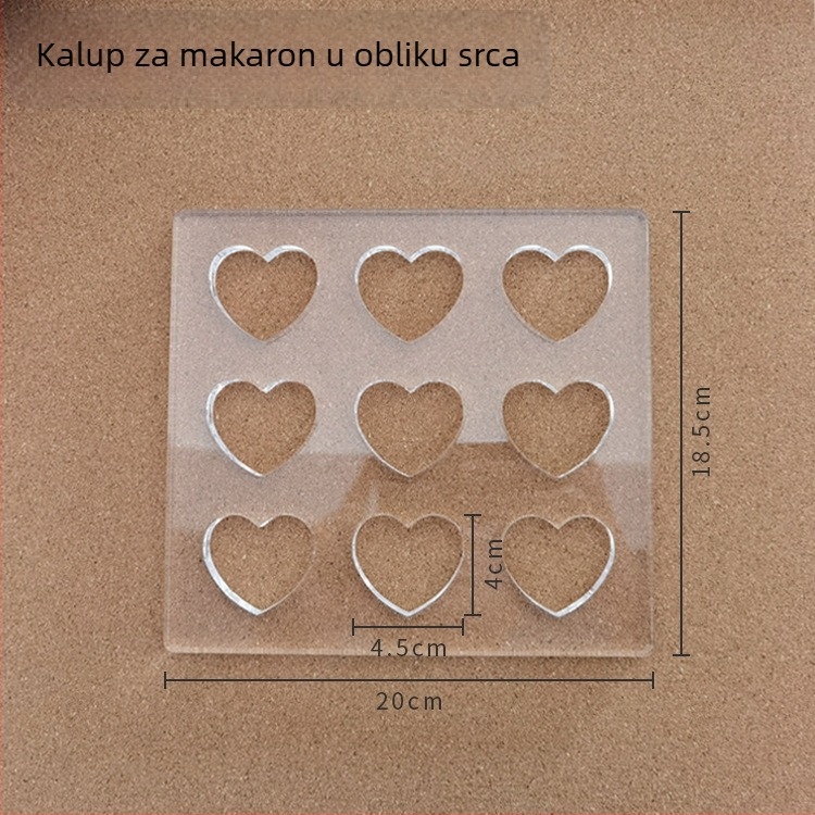 Akrilna asimetrična kalupa za Dacquoise, za pečenje, u obliku srca u ovalu, moderan minimalistički stil.