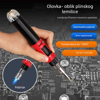 12-u-1 Prijenosno plinsko lemilo bez kabela s reguliranom temperaturom za lemljenje, desoldering i pirograđivanje