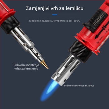 12-u-1 Prijenosno plinsko lemilo bez kabela s reguliranom temperaturom za lemljenje, desoldering i pirograđivanje