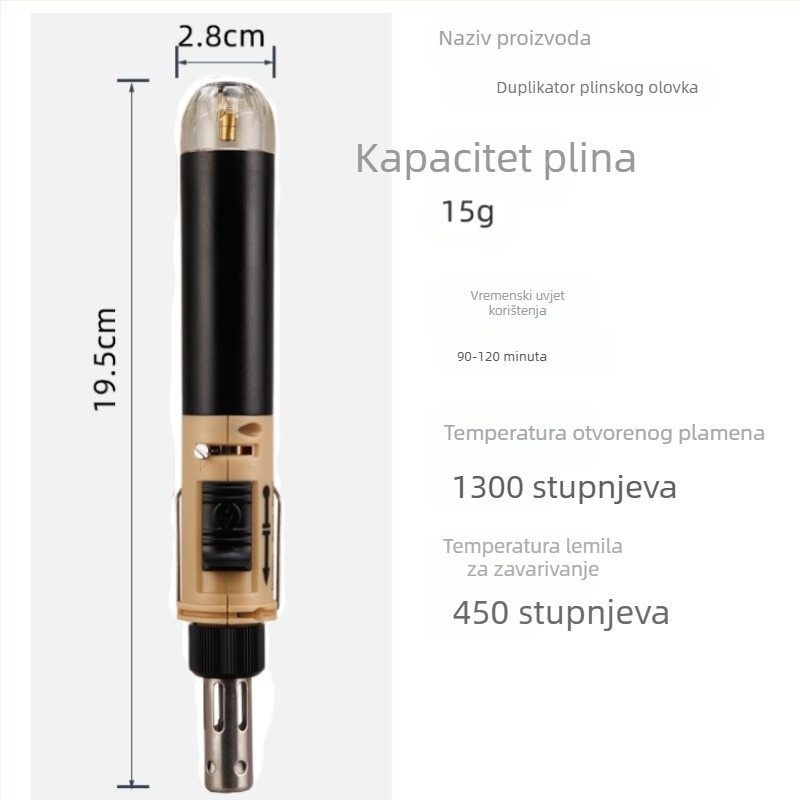 12-u-1 Prijenosno plinsko lemilo bez kabela s reguliranom temperaturom za lemljenje, desoldering i pirograđivanje