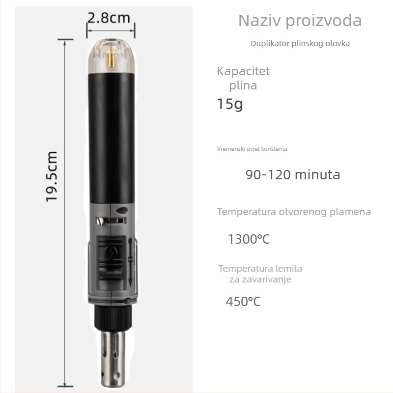 12-u-1 Prijenosno plinsko lemilo bez kabela s reguliranom temperaturom za lemljenje, desoldering i pirograđivanje