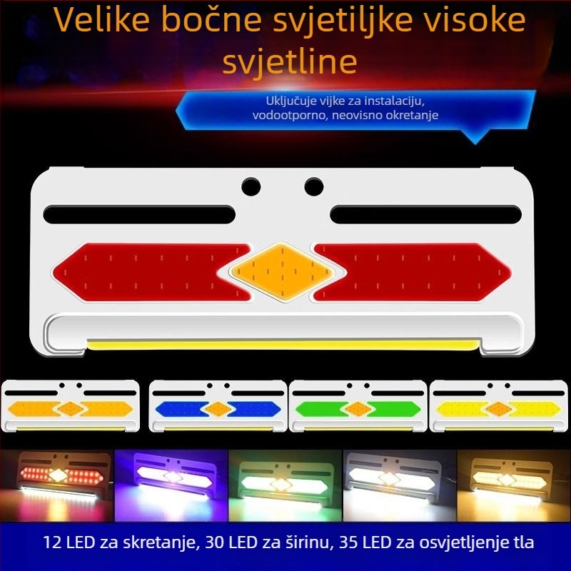 Bočno COB LED svjetlo za kamione, 24V/12V, 8W, 5000K, vijek 50.000 h, veliko ultra-tanko