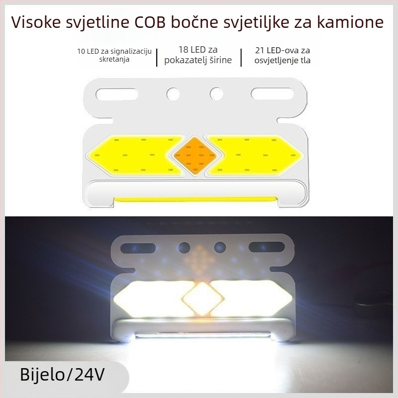 Bočno COB LED svjetlo za kamione, 24V/12V, 8W, 5000K, vijek 50.000 h, veliko ultra-tanko
