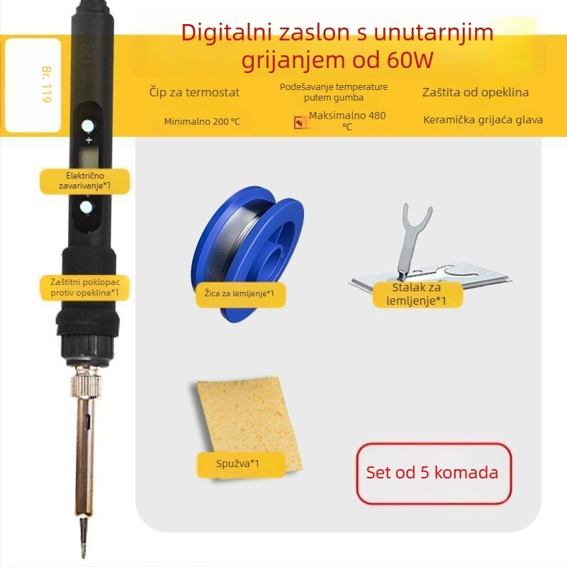 Električno lemilo sa digitalnim zaslonom i kontrolom temperature – DIY skup alata za zavarivanje od nehrđajućeg čelika