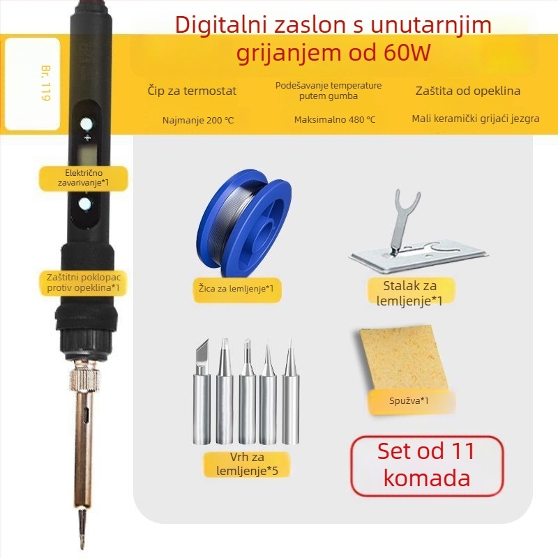 Električno lemilo sa digitalnim zaslonom i kontrolom temperature – DIY skup alata za zavarivanje od nehrđajućeg čelika