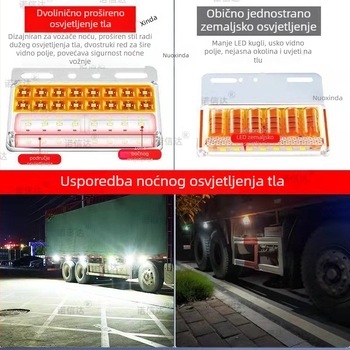 LED bočno svjetlo za kamionsku prikolicu, 12/24V, IP68 vodootporno, dvostruko-red LED, kućište od PC, vijek trajanja 50 000 h