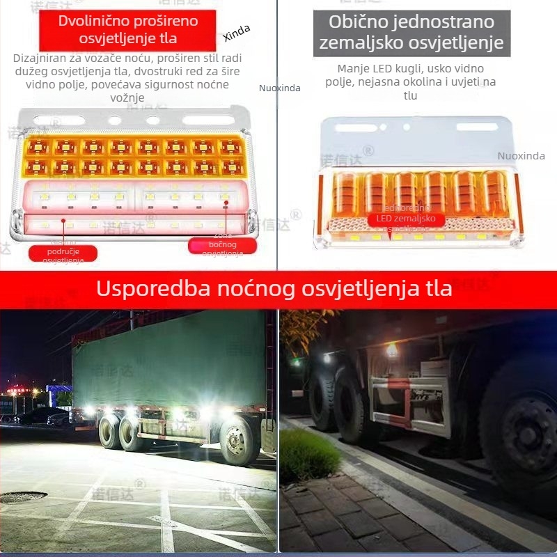 LED bočno svjetlo za kamionsku prikolicu, 12/24V, IP68 vodootporno, dvostruko-red LED, kućište od PC, vijek trajanja 50 000 h
