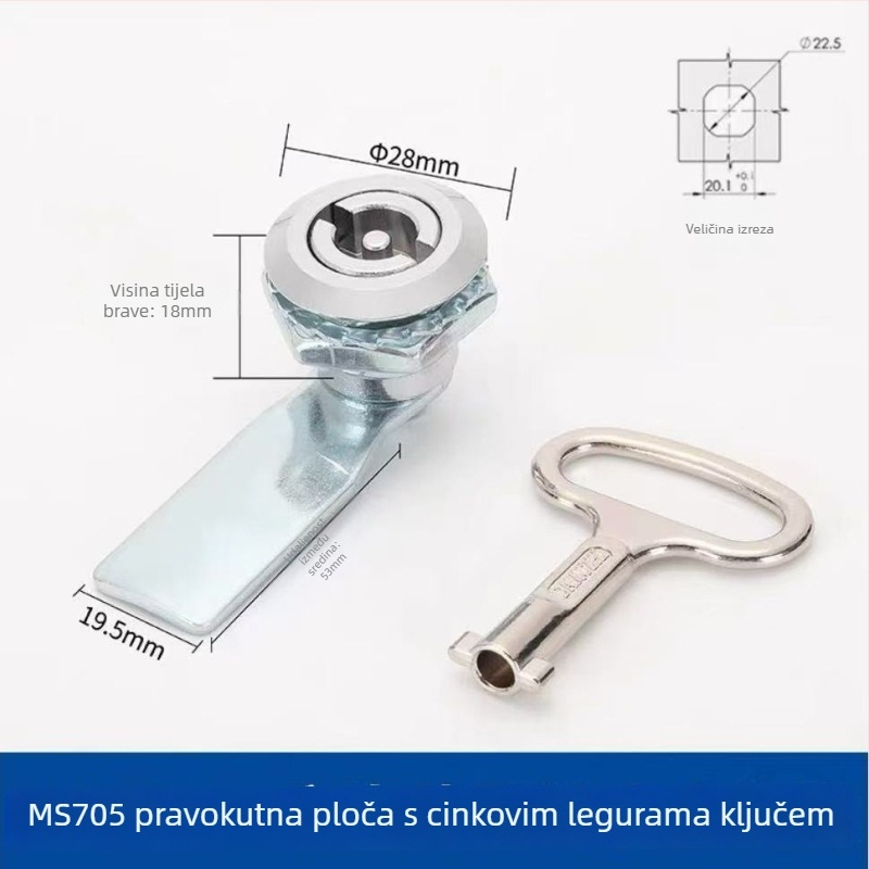 MS705 trokutasti zaključak s cilindričnim jezgrom; tijelo od željeza; za vrata od aluminijske legure; ugradnja utorom; bez ključa