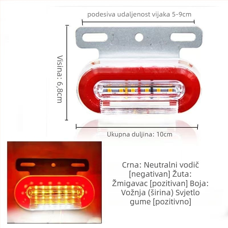 LED bočna marker svjetla za kamione, vodootporna, 12/24V, IP67, Materijal: željezna ploča + ABS kućište, Životni vijek 50000 h