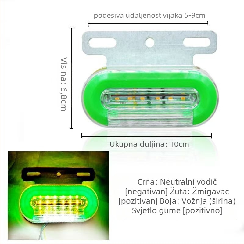 LED bočna marker svjetla za kamione, vodootporna, 12/24V, IP67, Materijal: željezna ploča + ABS kućište, Životni vijek 50000 h