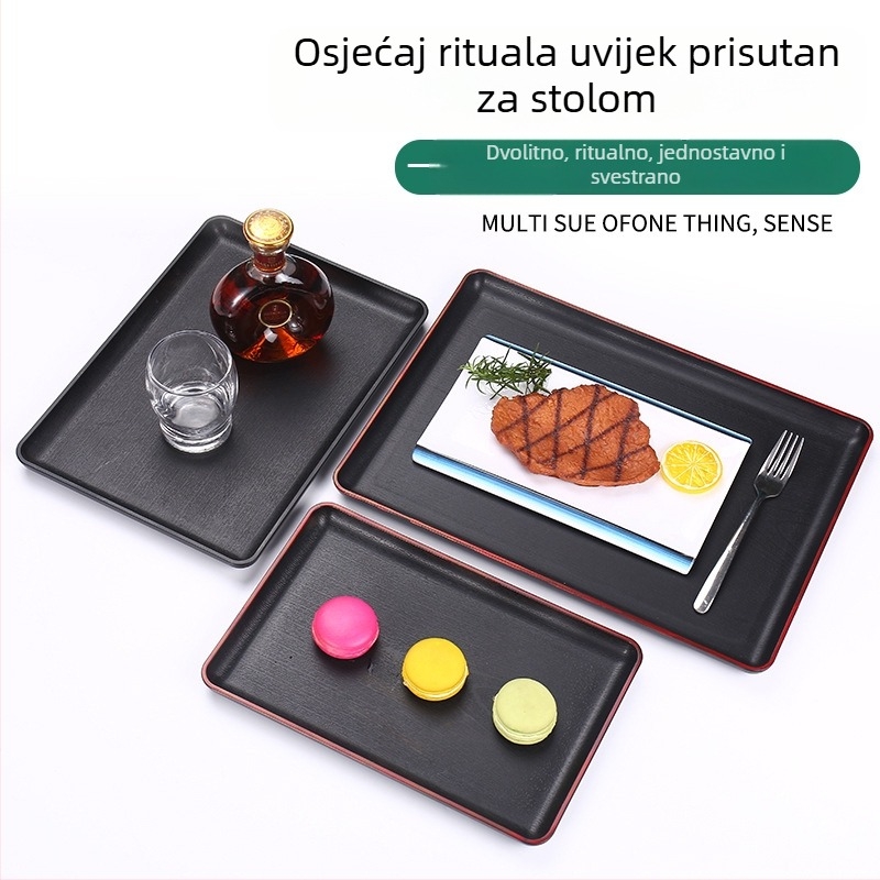Plastični pladanj s prugastim uzorkom, kvadratnog oblika, u nacionalnom modnom stilu, otisnut logotip