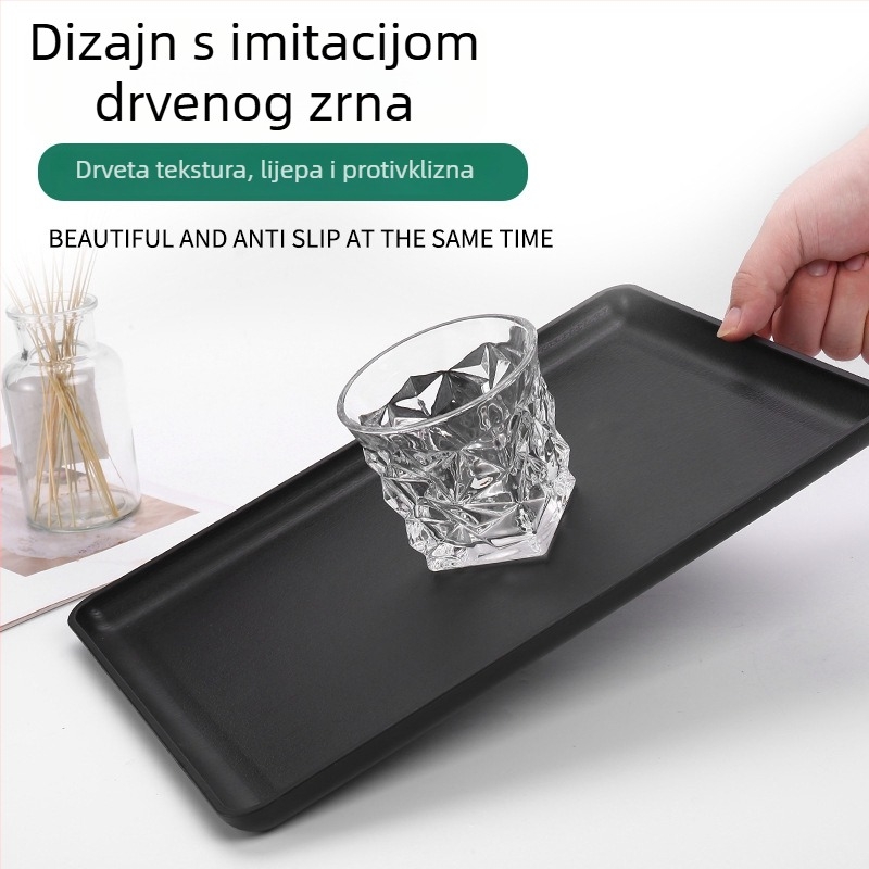 Plastični pladanj s prugastim uzorkom, kvadratnog oblika, u nacionalnom modnom stilu, otisnut logotip
