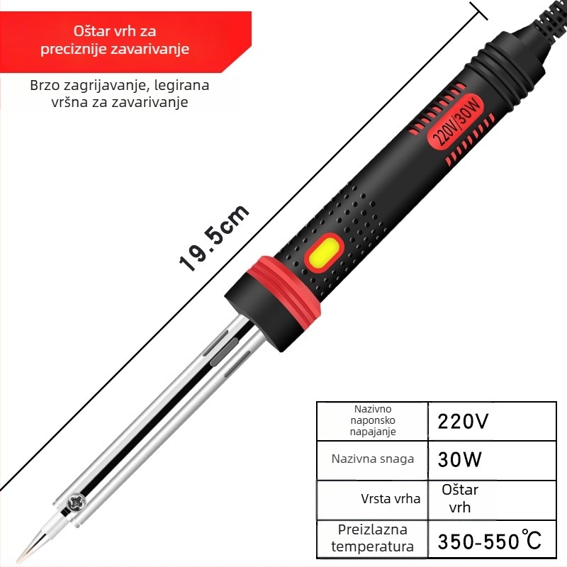 MMHJ Lemilica za lemljenje, električna, 80–300W, 220V, ploski vrh, plastična drška, bezolovni vrh