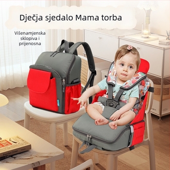 Prijenosna sklopiva višefunkcionalna torba za mamu, velika zapremina za nošenje beba, dječji stol za hranjenje, može se koristiti u automobilu — Oxford platno, najlon podstava, uzorak životinjskog motiva, zakrivljeni remen za rame