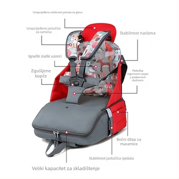 Prijenosna sklopiva višefunkcionalna torba za mamu, velika zapremina za nošenje beba, dječji stol za hranjenje, može se koristiti u automobilu — Oxford platno, najlon podstava, uzorak životinjskog motiva, zakrivljeni remen za rame