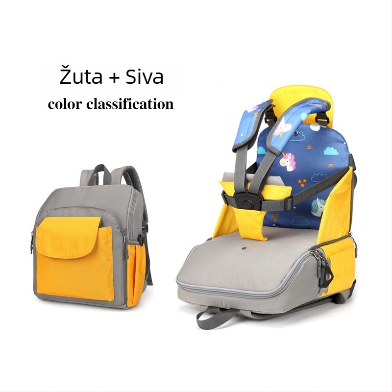 Prijenosna sklopiva višefunkcionalna torba za mamu, velika zapremina za nošenje beba, dječji stol za hranjenje, može se koristiti u automobilu — Oxford platno, najlon podstava, uzorak životinjskog motiva, zakrivljeni remen za rame