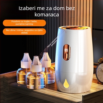 Električni repelent za komarce za kućnu upotrebu, USB tajmer, pogodan za prostorije 11–20 m², LED svjetlo, ugrađena baterija, trajanje baterije preko 12 sati