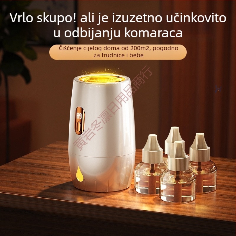 Električni repelent za komarce za kućnu upotrebu, USB tajmer, pogodan za prostorije 11–20 m², LED svjetlo, ugrađena baterija, trajanje baterije preko 12 sati