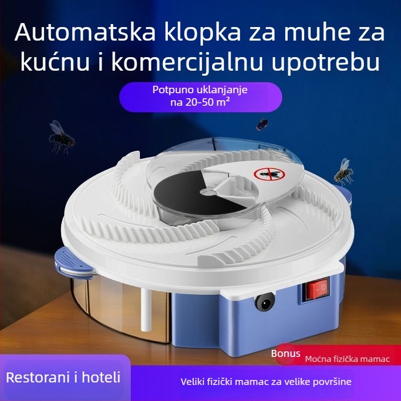 Potpuno automatska električna lovnica muha s pametnom mrežnom povezanošću, pokrivenost do 10 m², netoksična, bez ugrađene baterije, bez lova svjetlom