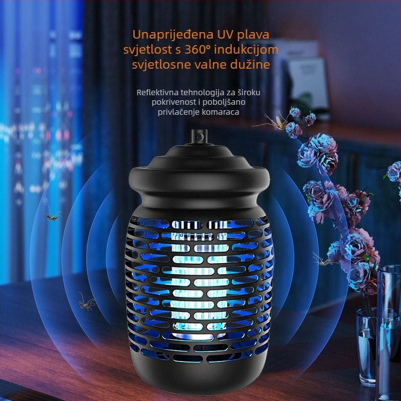 Lampa za uništavanje komaraca - priključna, UV svjetlo, lov svjetlosnim valom + električni šok, ABS kućište, pokrivenost 20-50 m²