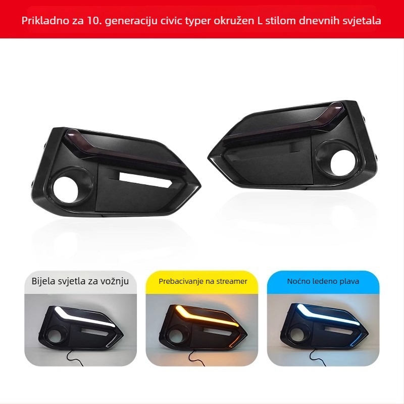 LED L-oblike dnevne svjetiljke za Civic hatchback desete generacije, 24W, marka TYPY