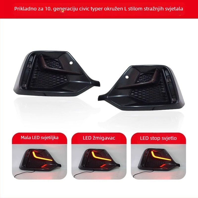 LED L-oblike dnevne svjetiljke za Civic hatchback desete generacije, 24W, marka TYPY