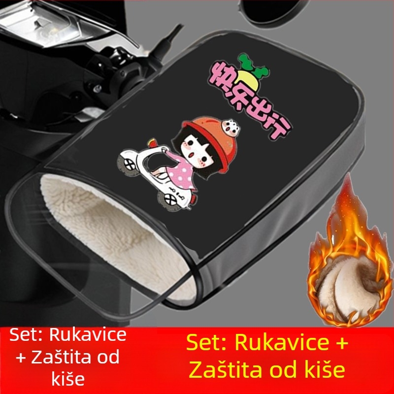Navlaka za ručice električnih vozila s flis podstavom – vodootporna i topla, debela za električne bicikle i motocikle