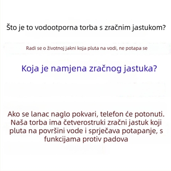 Airbag vodootporna futrola za telefon – PVC, unisex, za odrasle, za plivanje i vodene aktivnosti