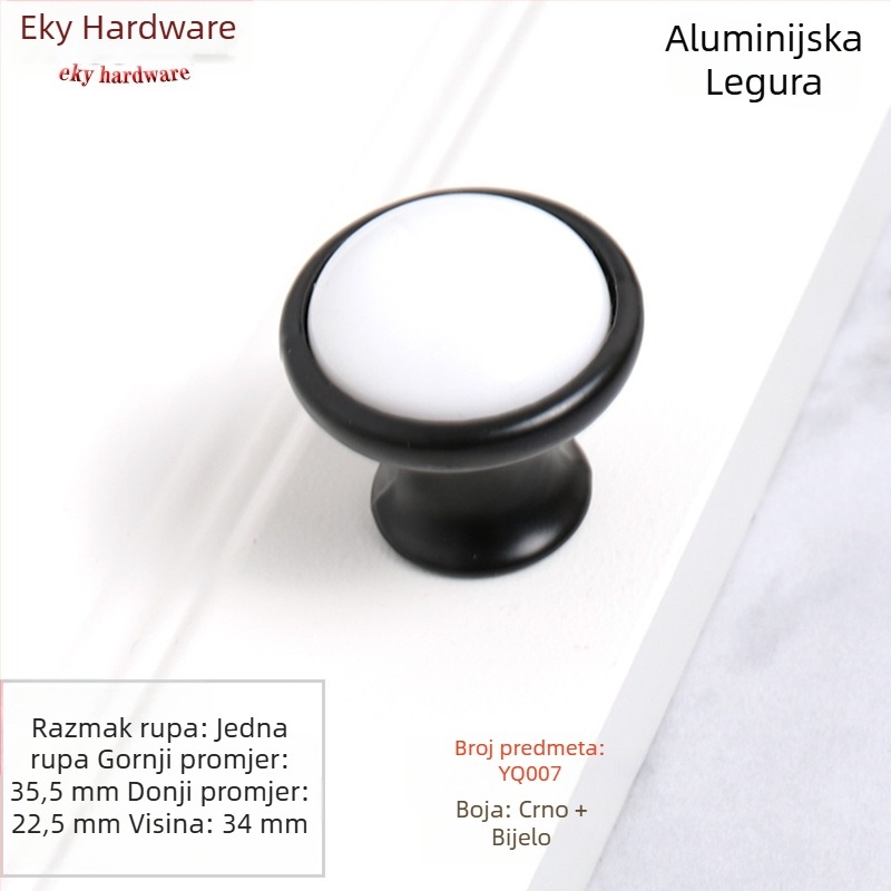 Kuka za vrata ormara i ormarića, tijelo od aluminijske legure s plastičnim umetkom, elektroplatinirani završni sloj, model YQ502
