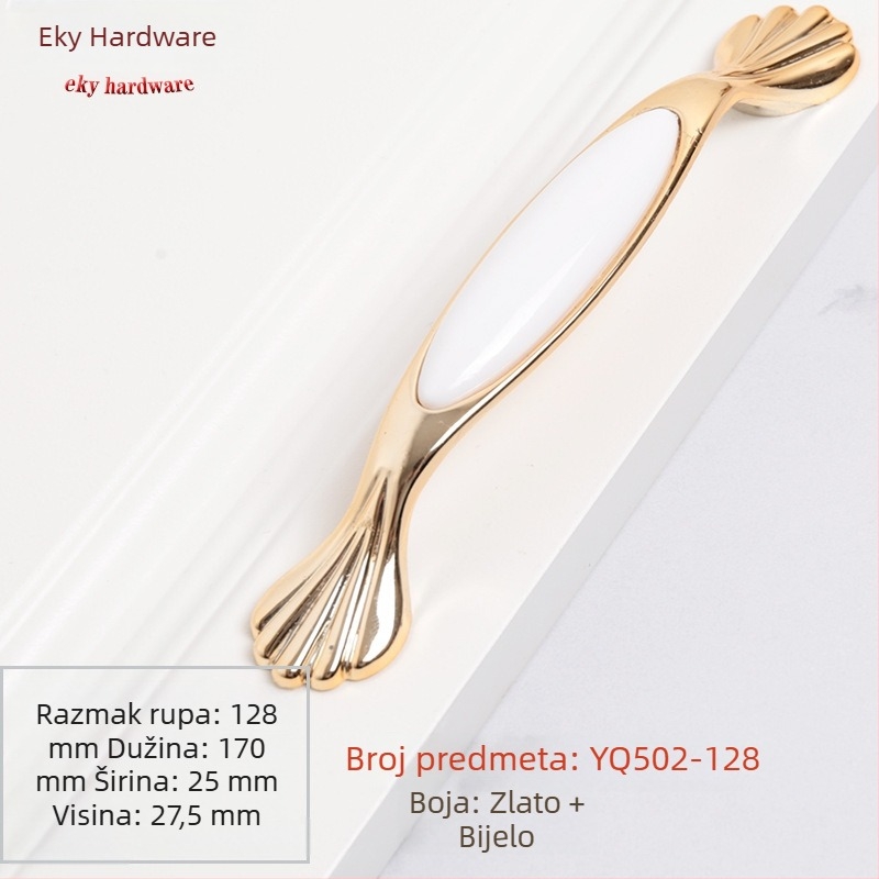 Kuka za vrata ormara i ormarića, tijelo od aluminijske legure s plastičnim umetkom, elektroplatinirani završni sloj, model YQ502